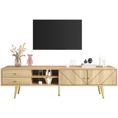 OEM Meuble Tv De 160 Cm Avec Pieds Dorés, Deux Tiroirs Et Portes Au Design Unique - Publicité OEM Meuble Tv De 160 Cm Avec Pieds Dorés, Deux Tiroirs Et Portes Au Design Unique - Publicité