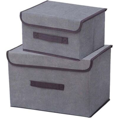 ABYSSE Panier De Rangement Pliable, Lot De 2 Bacs De Rangement Avec Couvercle Et Poignée Pour Ranger Vêtements, Jouets, Livres, Chambre, Armoire, Vêtements, Étagère De Bureau (gris) - Publicité ABYSSE Panier De Rangement Pliable, Lot De 2 Bacs De Rangement Avec Couvercle Et Poignée Pour Ranger Vêtements, Jouets, Livres, Chambre, Armoire, Vêtements, Étagère De Bureau (gris) - Publicité