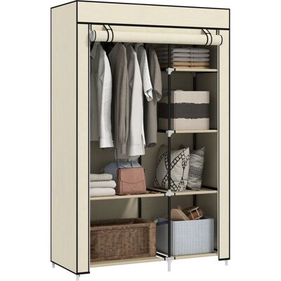 TREETALK Armoire Penderie En Tissu Meuble De Rangement Tringle À Vêtements Et Étagères Ouvertes 103x43x162,5cm Crème - Publicité TREETALK Armoire Penderie En Tissu Meuble De Rangement Tringle À Vêtements Et Étagères Ouvertes 103x43x162,5cm Crème - Publicité