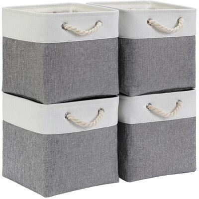 OEM Cube De Rangement Tissu 28x28x28cm - Lot De 4 Paniers Cubes Gris Et Blanc - Publicité OEM Cube De Rangement Tissu 28x28x28cm - Lot De 4 Paniers Cubes Gris Et Blanc - Publicité