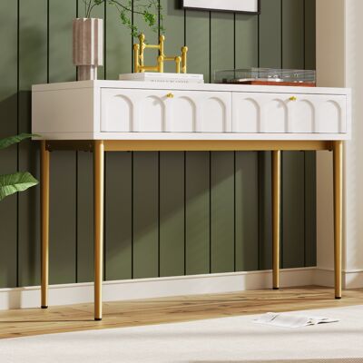 EASYCOMFORT As Easy Coiffeuse À 2 Tiroirs, Hauteur 76,5 Cm, Commode, Meuble Haut De Chambre, Buffet Blanc, Commode, Commode Pour Chambre, Blanc Crème - H 76,5 / L 100 / P 45 Cm - Publicité EASYCOMFORT As Easy Coiffeuse À 2 Tiroirs, Hauteur 76,5 Cm, Commode, Meuble Haut De Chambre, Buffet Blanc, Commode, Commode Pour Chambre, Blanc Crème - H 76,5 / L 100 / P 45 Cm - Publicité