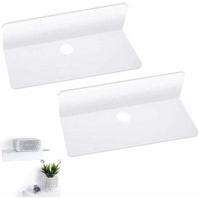 ABYSSE Étagère Murale Flottante Étagère Flottante En Acrylique Étagère Flottante Robuste Auto-adhésive Avec Ruban Adhésif Double Face Et 4 Crochets De Câble Pour Téléphone, Clés (lot De 2) - Publicité ABYSSE Étagère Murale Flottante Étagère Flottante En Acrylique Étagère Flottante Robuste Auto-adhésive Avec Ruban Adhésif Double Face Et 4 Crochets De Câble Pour Téléphone, Clés (lot De 2) - Publicité