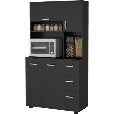 OEM Armoire De Cuisine Multi-rangements 4 Portes 3 Tiroirs Étagère + Grand Plateau 89l X 39,5l X 168h Cm Noir - Publicité OEM Armoire De Cuisine Multi-rangements 4 Portes 3 Tiroirs Étagère + Grand Plateau 89l X 39,5l X 168h Cm Noir - Publicité