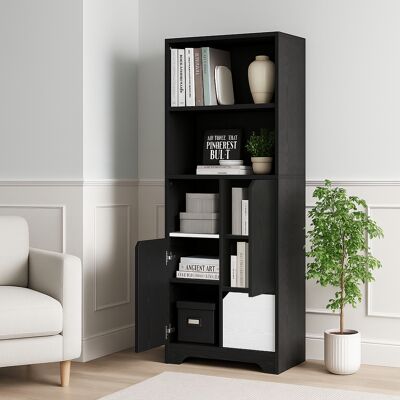 ACKERMAN Étagère À Livres Multifonctionnelle Avec Espace De Rangement Ouvert, Portes Et Tiroirs, Noir Et Blanc, Style Moderne, Armoire De Rangement Pour Chambre À Coucher Et Salon - Publicité ACKERMAN Étagère À Livres Multifonctionnelle Avec Espace De Rangement Ouvert, Portes Et Tiroirs, Noir Et Blanc, Style Moderne, Armoire De Rangement Pour Chambre À Coucher Et Salon - Publicité