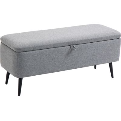 ARRIGONI Banc Banquette Coffre De Rangement 2 En 1 En Tissu Avec Pieds En Acier Noir 102 X 40 X 39,5 Cm Gris - Publicité ARRIGONI Banc Banquette Coffre De Rangement 2 En 1 En Tissu Avec Pieds En Acier Noir 102 X 40 X 39,5 Cm Gris - Publicité