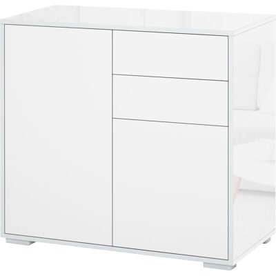 ARRIGONI Meuble De Rangement Avec 2 Tiroirs Et 2 Portes Ouverture Par Pression 79 X 36 X 74 Cm Blanc - Publicité ARRIGONI Meuble De Rangement Avec 2 Tiroirs Et 2 Portes Ouverture Par Pression 79 X 36 X 74 Cm Blanc - Publicité
