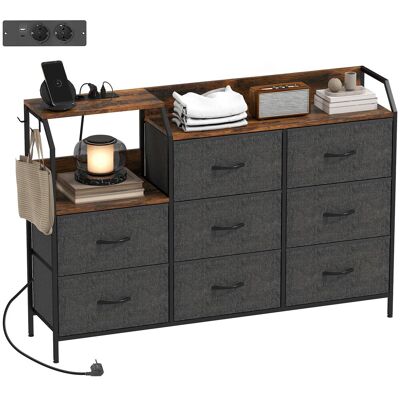 OEM Commode À 8 Tiroirs En Tissu, Structure En Acier, Station De Recharge, Marron Rustique Et Noir Idéal Pour Salon, Chambre À Coucher Ou Bureau Facile À Assembler Avec Instructions Incluses - Publicité OEM Commode À 8 Tiroirs En Tissu, Structure En Acier, Station De Recharge, Marron Rustique Et Noir Idéal Pour Salon, Chambre À Coucher Ou Bureau Facile À Assembler Avec Instructions Incluses - Publicité