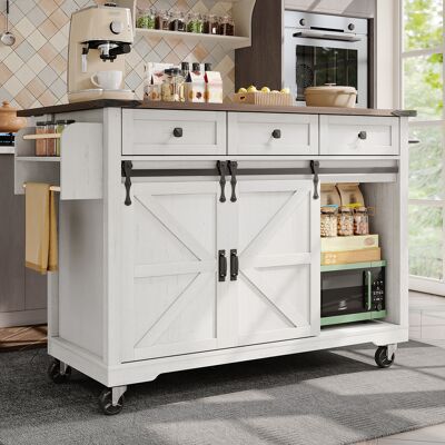 ACKERMAN Îlot De Cuisine, Desserte Avec Plan De Travail Extensible, Chariot De Cuisine Sur Roulettes, Meuble De Cuisine À 2 Portes Coulissantes Et 3 Tiroirs, Chariot De Service Finition Bois, Meuble De Cuisine - Publicité ACKERMAN Îlot De Cuisine, Desserte Avec Plan De Travail Extensible, Chariot De Cuisine Sur Roulettes, Meuble De Cuisine À 2 Portes Coulissantes Et 3 Tiroirs, Chariot De Service Finition Bois, Meuble De Cuisine - Publicité