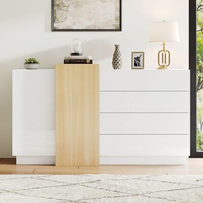 ACKERMAN Buffet Blanc Laqué, Meuble De Salle À Manger Moderne Avec Espace De Rangement, Meuble De Rangement Moderne Minimaliste Couleur Bois - Publicité ACKERMAN Buffet Blanc Laqué, Meuble De Salle À Manger Moderne Avec Espace De Rangement, Meuble De Rangement Moderne Minimaliste Couleur Bois - Publicité