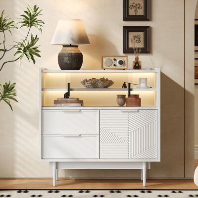 ACKERMAN Armoire De Rangement, Meuble De Salle De Bain, Buffet Avec Bandeau Lumineux, 80 Cm De Large, Porte En Verre - Publicité ACKERMAN Armoire De Rangement, Meuble De Salle De Bain, Buffet Avec Bandeau Lumineux, 80 Cm De Large, Porte En Verre - Publicité
