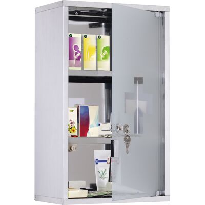 OEM Armoire À Pharmacie En Acier Inoxydable, Verrouillable, 3 Étagères, Porte Vitrée, Pour Le Rangement Des Médicaments, 30 X 18 X 50 Cm - Publicité OEM Armoire À Pharmacie En Acier Inoxydable, Verrouillable, 3 Étagères, Porte Vitrée, Pour Le Rangement Des Médicaments, 30 X 18 X 50 Cm - Publicité