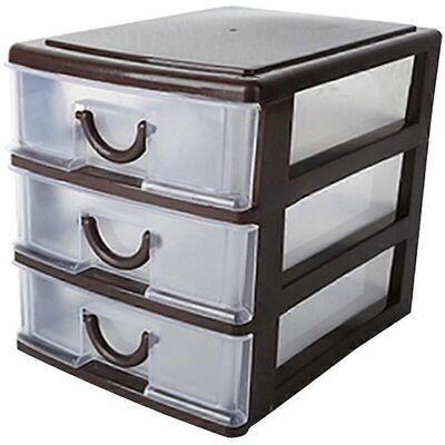 LISATR Boîte De Rangement Multifonctionnelle À 3 Tiroirs Marron, Étui De Rangement En Plastique Translucide, Porte-accessoires, Organisateur De Bureau Créatif, Contenant Cosmétique-13.3x17.2x15.5cm-brown - Publicité LISATR Boîte De Rangement Multifonctionnelle À 3 Tiroirs Marron, Étui De Rangement En Plastique Translucide, Porte-accessoires, Organisateur De Bureau Créatif, Contenant Cosmétique-13.3x17.2x15.5cm-brown - Publicité