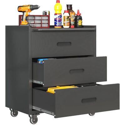 OEM Armoire À Outils Métallique À Roulettes De Haute Qualité – Armoire À Outils À 3 Tiroirs, 75 × 42 × 88 Cm, Noir/gris, Pour Garage, Bureau Et Maison - Publicité OEM Armoire À Outils Métallique À Roulettes De Haute Qualité – Armoire À Outils À 3 Tiroirs, 75 × 42 × 88 Cm, Noir/gris, Pour Garage, Bureau Et Maison - Publicité
