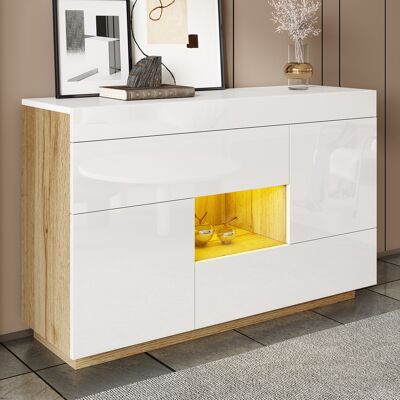 ACKERMAN Buffet, Buffet Laqué Brillant, Vitrine, Avec Éclairage Led À Couleurs Changeantes, Avec Tiroirs - Publicité ACKERMAN Buffet, Buffet Laqué Brillant, Vitrine, Avec Éclairage Led À Couleurs Changeantes, Avec Tiroirs - Publicité