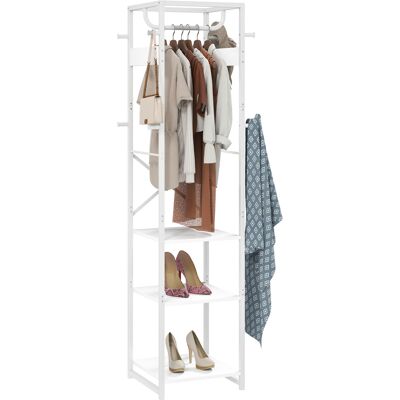 ARRIGONI Porte-manteau Sur Pied Avec Tringle Et 2 Etageres Ouvertes Bois Et Acier 38.5x30x170 Cm Blanc Et Bois - Publicité ARRIGONI Porte-manteau Sur Pied Avec Tringle Et 2 Etageres Ouvertes Bois Et Acier 38.5x30x170 Cm Blanc Et Bois - Publicité