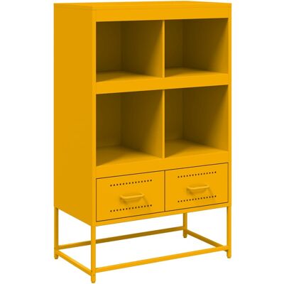 Maison La Vie - Buffet Haut Pour Salon - Meuble De Rangement Jaune Moutarde 68x39x111,5 Cm Acier Bu1460 - Publicité Maison La Vie - Buffet Haut Pour Salon - Meuble De Rangement Jaune Moutarde 68x39x111,5 Cm Acier Bu1460 - Publicité