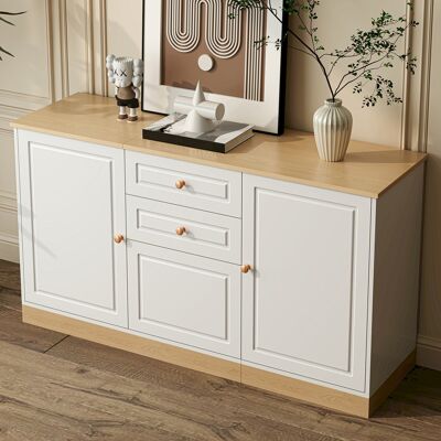 ACKERMAN Buffet À Trois Portes Et Double Tiroir, Idéal Pour Le Salon Et La Salle À Manger, Meuble De Rangement Multifonctionnel. Publicité ACKERMAN Buffet À Trois Portes Et Double Tiroir, Idéal Pour Le Salon Et La Salle À Manger, Meuble De Rangement Multifonctionnel. Publicité