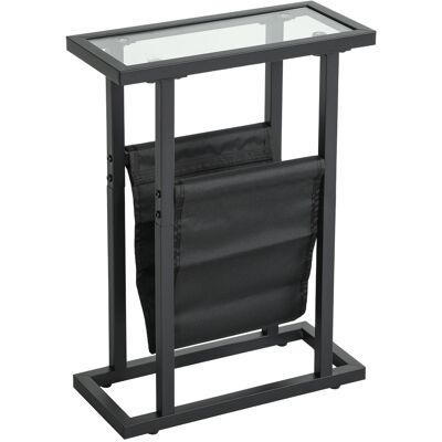 ACKERMAN Table D'Appoint Table Basse Avec Sac En Tissu, Cadre En Métal, Table À Café Avec Plateau En Verre, Table De Chevet Pour Salon, Chambre À Coucher, Noir, 40 X 18 X 55,5 Cm - Publicité ACKERMAN Table D'Appoint Table Basse Avec Sac En Tissu, Cadre En Métal, Table À Café Avec Plateau En Verre, Table De Chevet Pour Salon, Chambre À Coucher, Noir, 40 X 18 X 55,5 Cm - Publicité