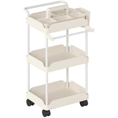 OEM Chariot De Rangement, 3 Paniers, Porte-serviettes, Roulettes, Poignée, Structure Métallique, Blanc, Haute Qualité Pour Une Utilisation Durable - Publicité OEM Chariot De Rangement, 3 Paniers, Porte-serviettes, Roulettes, Poignée, Structure Métallique, Blanc, Haute Qualité Pour Une Utilisation Durable - Publicité