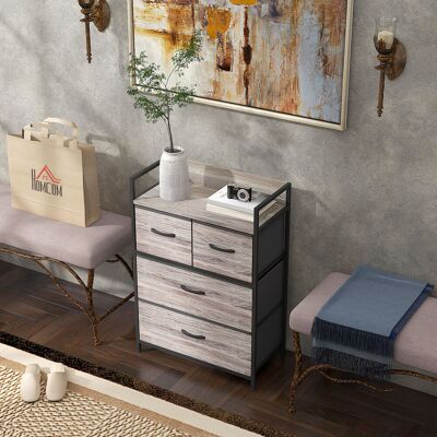 OEM Commode Style Industriel - 4 Tiroirs Tissu Pliables Amovibles, 1 Étagère, Gris, 60x29x85cm - Publicité OEM Commode Style Industriel - 4 Tiroirs Tissu Pliables Amovibles, 1 Étagère, Gris, 60x29x85cm - Publicité
