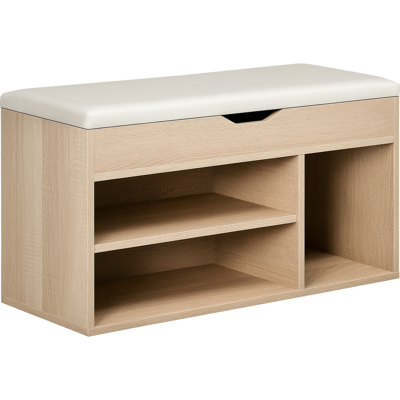 ARRIGONI Meuble A Chaussures Gain De Place Rembourre Avec 2 Etageres Ouvertes Et Espace De Rangement Bois Et Cuir Pu 80x30x45 Cm - Publicité ARRIGONI Meuble A Chaussures Gain De Place Rembourre Avec 2 Etageres Ouvertes Et Espace De Rangement Bois Et Cuir Pu 80x30x45 Cm - Publicité