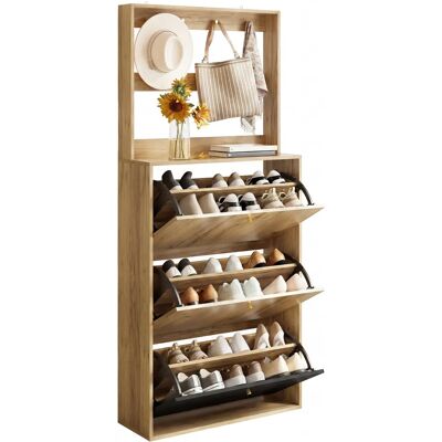 SANS MARQUE Armoire À Chaussures Avec Espace Suspendu –3 Tiroirs Rabattables–tablettes Ajustables–style Moderne–75x180 Cm - Publicité SANS MARQUE Armoire À Chaussures Avec Espace Suspendu –3 Tiroirs Rabattables–tablettes Ajustables–style Moderne–75x180 Cm - Publicité