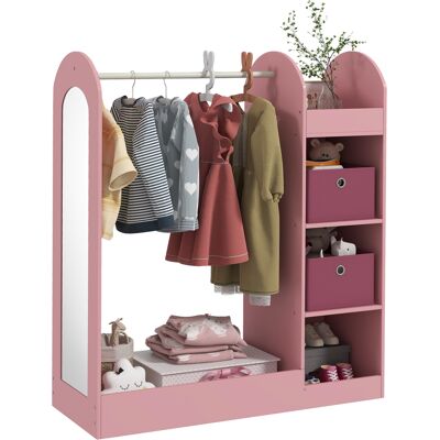 ARRIGONI Porte-manteau Pour Enfants Avec Etageres Boites Et Miroir Bois Rose - Publicité ARRIGONI Porte-manteau Pour Enfants Avec Etageres Boites Et Miroir Bois Rose - Publicité