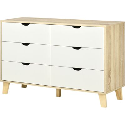 A MOON Commode 6 Tiroirs Style Scandinave, Meuble De Rangement - Dim. 120l X 40p X 76h Cm, Aspect Bois Et Beige - Publicité A MOON Commode 6 Tiroirs Style Scandinave, Meuble De Rangement - Dim. 120l X 40p X 76h Cm, Aspect Bois Et Beige - Publicité