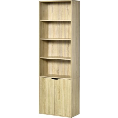OEM Bibliothèque Armoire À Livres Avec 4 Compartiments Ouverts Et 2 Portes Pour Le Salon Et Le Bureau 59x29x180 Cm Bois Naturel - Publicité OEM Bibliothèque Armoire À Livres Avec 4 Compartiments Ouverts Et 2 Portes Pour Le Salon Et Le Bureau 59x29x180 Cm Bois Naturel - Publicité