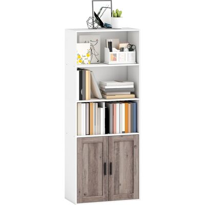 OEM Bibliothèque Meuble De Rangement 5 Niveaux Avec Compartiments Ouverts Et 1 Placard. 60 X 30 X 149.5 Cm. Blanc - Publicité OEM Bibliothèque Meuble De Rangement 5 Niveaux Avec Compartiments Ouverts Et 1 Placard. 60 X 30 X 149.5 Cm. Blanc - Publicité