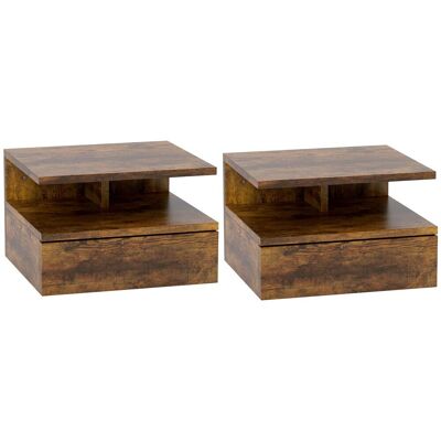 OEM 2 Tables De Chevet Suspendues Avec 1 Tiroir Et Une Étagère Ouverte, Design Moderne, 35 X 32 X 22,5 Cm, Marron Rustique - Publicité OEM 2 Tables De Chevet Suspendues Avec 1 Tiroir Et Une Étagère Ouverte, Design Moderne, 35 X 32 X 22,5 Cm, Marron Rustique - Publicité
