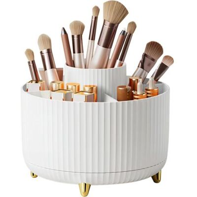 Bunthaus Rangement Maquillage De Grande Capacité, Organisateur De Maquillage Rotatif 360°, Rangement Pinceaux Maquillage Avec 5 Compartiments, Pour Coiffeuse, Salle De Bains, Chambre (blanc) - Publicité Bunthaus Rangement Maquillage De Grande Capacité, Organisateur De Maquillage Rotatif 360°, Rangement Pinceaux Maquillage Avec 5 Compartiments, Pour Coiffeuse, Salle De Bains, Chambre (blanc) - Publicité