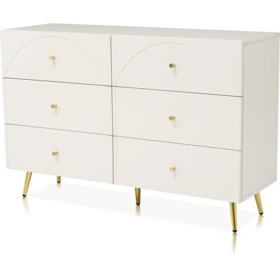 SANS MARQUE Coiffeuse Console Blanche Crème 100x45x76.5cm Avec 2 Tiroirs, Commode Bureau Chambre - Publicité SANS MARQUE Coiffeuse Console Blanche Crème 100x45x76.5cm Avec 2 Tiroirs, Commode Bureau Chambre - Publicité
