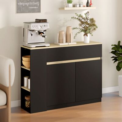 OEM Buffet Meuble De Rangement 2 Tiroirs 3 Étagères Ouvertes Placard 2 Portes 110x29,5x82cm Noir - Publicité OEM Buffet Meuble De Rangement 2 Tiroirs 3 Étagères Ouvertes Placard 2 Portes 110x29,5x82cm Noir - Publicité