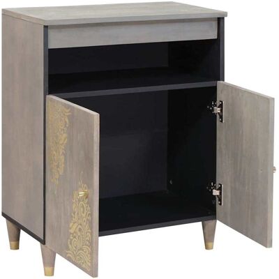 Maison La Vie - Buffet Salon Moderne - Meuble De Rangement - Gris Et Or 60 X 33 X 75 Cm Bois De Mangue Massif Bu4623 - Publicité Maison La Vie - Buffet Salon Moderne - Meuble De Rangement - Gris Et Or 60 X 33 X 75 Cm Bois De Mangue Massif Bu4623 - Publicité