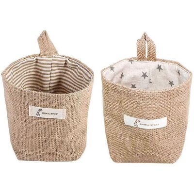 LAVVE Lot De 2 Paniers De Rangement Pliables En Coton Et Lin. Publicité LAVVE Lot De 2 Paniers De Rangement Pliables En Coton Et Lin. Publicité