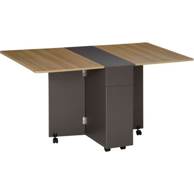ARRIGONI Table De Salle À Manger Pliante Sur Roulettes Avec Rangement 2 Tiroirs Et 1 Placard 76 X 140 X 74 Cm - Publicité ARRIGONI Table De Salle À Manger Pliante Sur Roulettes Avec Rangement 2 Tiroirs Et 1 Placard 76 X 140 X 74 Cm - Publicité