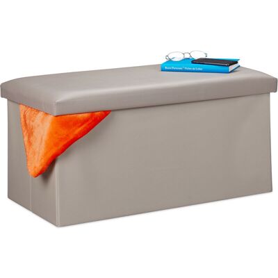 Relaxdays - Banc Pour Rangement, Cuir Synthétique, Pliable, Rembourré, Entrée, Chambre, Hlp 37,5 X 76,5 X 38,5 Cm, Gris - Publicité Relaxdays - Banc Pour Rangement, Cuir Synthétique, Pliable, Rembourré, Entrée, Chambre, Hlp 37,5 X 76,5 X 38,5 Cm, Gris - Publicité