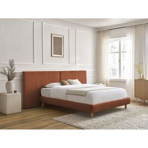 Bobochic - Lit Altira Tissu Texturé Avec Lattes Massives 180x200 Orange - Publicité Bobochic - Lit Altira Tissu Texturé Avec Lattes Massives 180x200 Orange - Publicité