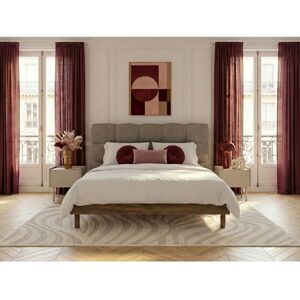 Bobochic - Lit Kumo Tissu Texturé Lattes Massives Pieds En Bois Naturel 140x190 Taupe - Publicité Bobochic - Lit Kumo Tissu Texturé Lattes Massives Pieds En Bois Naturel 140x190 Taupe - Publicité