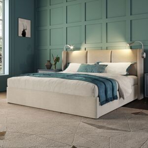 VASIEN Lit Coffre 160 X 200 Cm,lit 160x200 Avec Avec Sommier,2 Lampes De Lecture Et Tete De Lit Capitonné,lit Adulte Avec À Lattes,lit 2 Personnes Lit Rembourré Lit Double,lin Beige - Publicité VASIEN Lit Coffre 160 X 200 Cm,lit 160x200 Avec Avec Sommier,2 Lampes De Lecture Et Tete De Lit Capitonné,lit Adulte Avec À Lattes,lit 2 Personnes Lit Rembourré Lit Double,lin Beige - Publicité