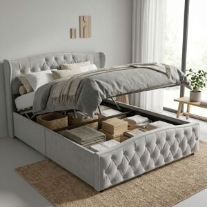 LONELYO Lit Coffre 160x200 Avec Sommier, Lit Double Capitonné Avec Hydraulique, Lit Adulte Avec Clous Décoratifs, Velours, Style Moderne, Gris - Publicité LONELYO Lit Coffre 160x200 Avec Sommier, Lit Double Capitonné Avec Hydraulique, Lit Adulte Avec Clous Décoratifs, Velours, Style Moderne, Gris - Publicité