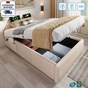 Modfu - Lit Coffre 90x200, , Lit Simple Avec Port Usb, Sans Matelas, Coton, Lit Adulte, Sans Tête De Lit, Couleur Naturelle - Publicité Modfu - Lit Coffre 90x200, , Lit Simple Avec Port Usb, Sans Matelas, Coton, Lit Adulte, Sans Tête De Lit, Couleur Naturelle - Publicité