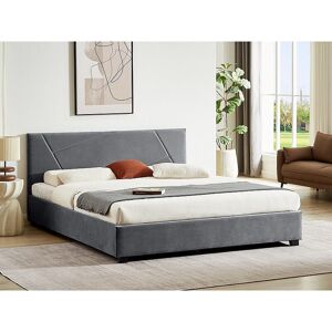 AC-DECO Lit Double En Velours Avec Tête De Lit "columbia" - Gris - 160 X 200 Cm - Livraison Gratuite - Publicité AC-DECO Lit Double En Velours Avec Tête De Lit "columbia" - Gris - 160 X 200 Cm - Livraison Gratuite - Publicité