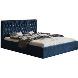 EMPORIUS Lit Double 180x200 Crystal Avec Coffre De Lit - Chambre À Coucher, Tissu Velours - Bleu Foncé (goya 18) - Publicité EMPORIUS Lit Double 180x200 Crystal Avec Coffre De Lit - Chambre À Coucher, Tissu Velours - Bleu Foncé (goya 18) - Publicité