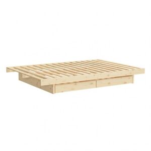 INSIDE75 Sommier futon KANSO BED pin naturel couchage 140 cm 4 tiroirs - natural - Publicité