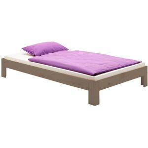 Idimex Lit futon thomas, en pin massif, 90 x 190 cm, lasuré taupe - Publicité