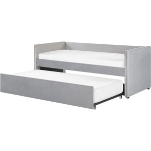 Beliani - Lit Banquette Gigogne en Velours Gris Clair 90 x 200 cm avec Lit Tiroir Facile à Déployer Idéal pour Chambre au Style Moderne et Glamour - Publicité