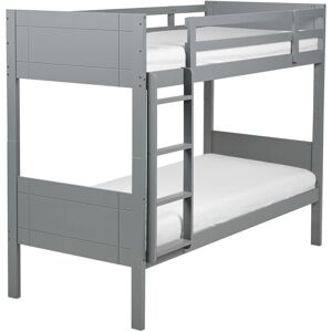 BELIANI Lit Superposé Chambre Enfant Bois Hévéa 90 x 200 cm Gris Maulde - Gris - Publicité