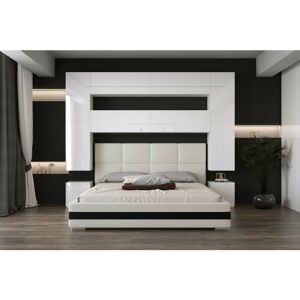 AZURA HOME DESIGN Tête de lit Armoire - pont de lit panama 4/HG/W/2-1B blanc/blanc brillant 240x223x35cm - Publicité